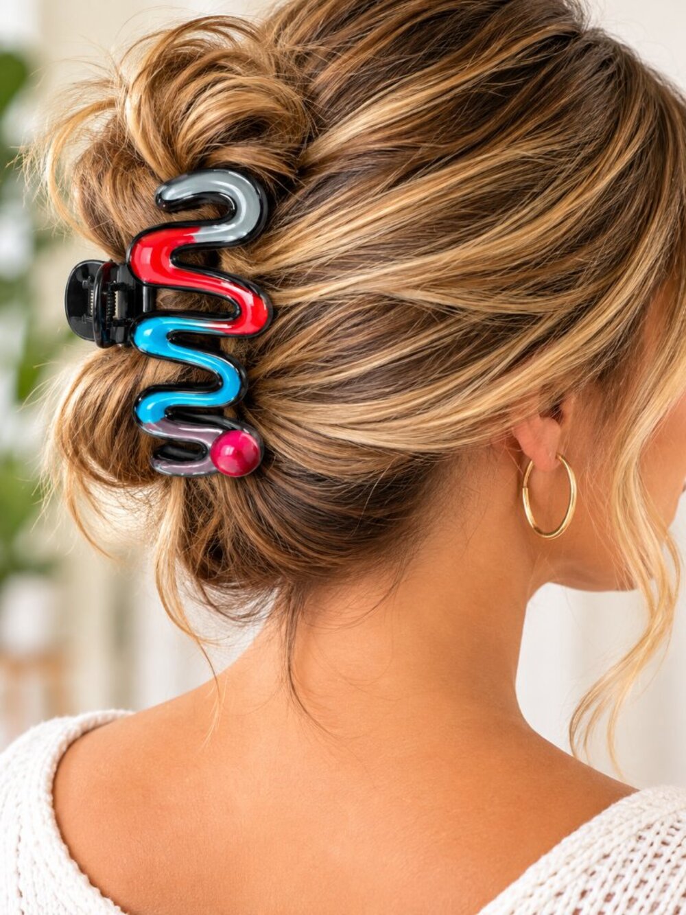 Multicolor Claw Hair Clip Brown Red Blue Gray Large 4" Strong Hold Stylish